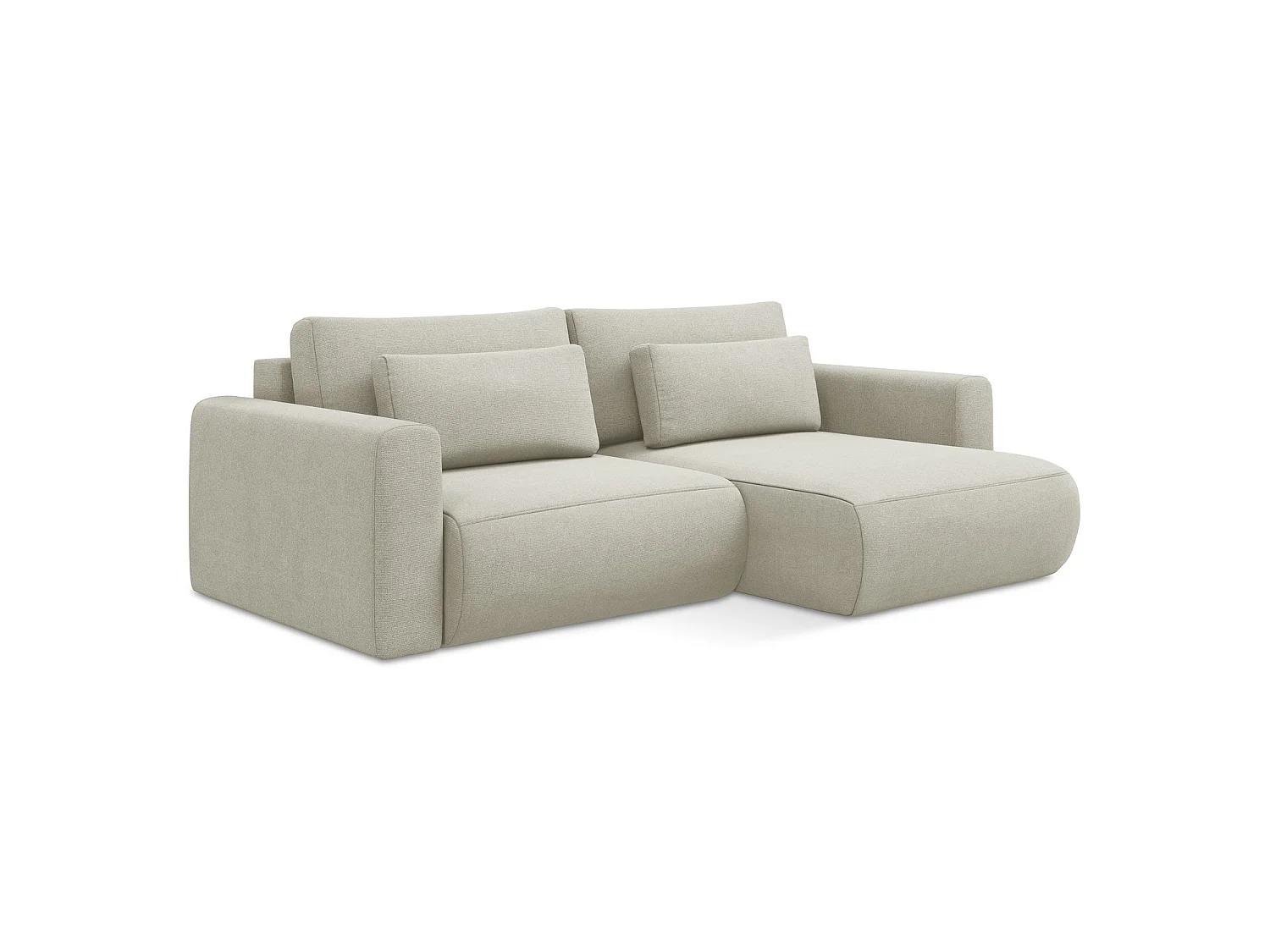 2-Sitzer Ecksofa mit Schlaffunktion - Ecke Rechts - Strukturstoff - Hell beige - PERUGIA