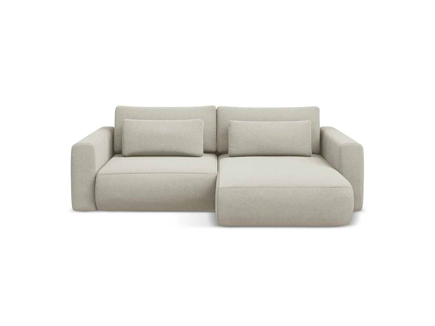 2-Sitzer Ecksofa mit Schlaffunktion - Ecke Rechts - Strukturstoff - Hell beige - PERUGIA