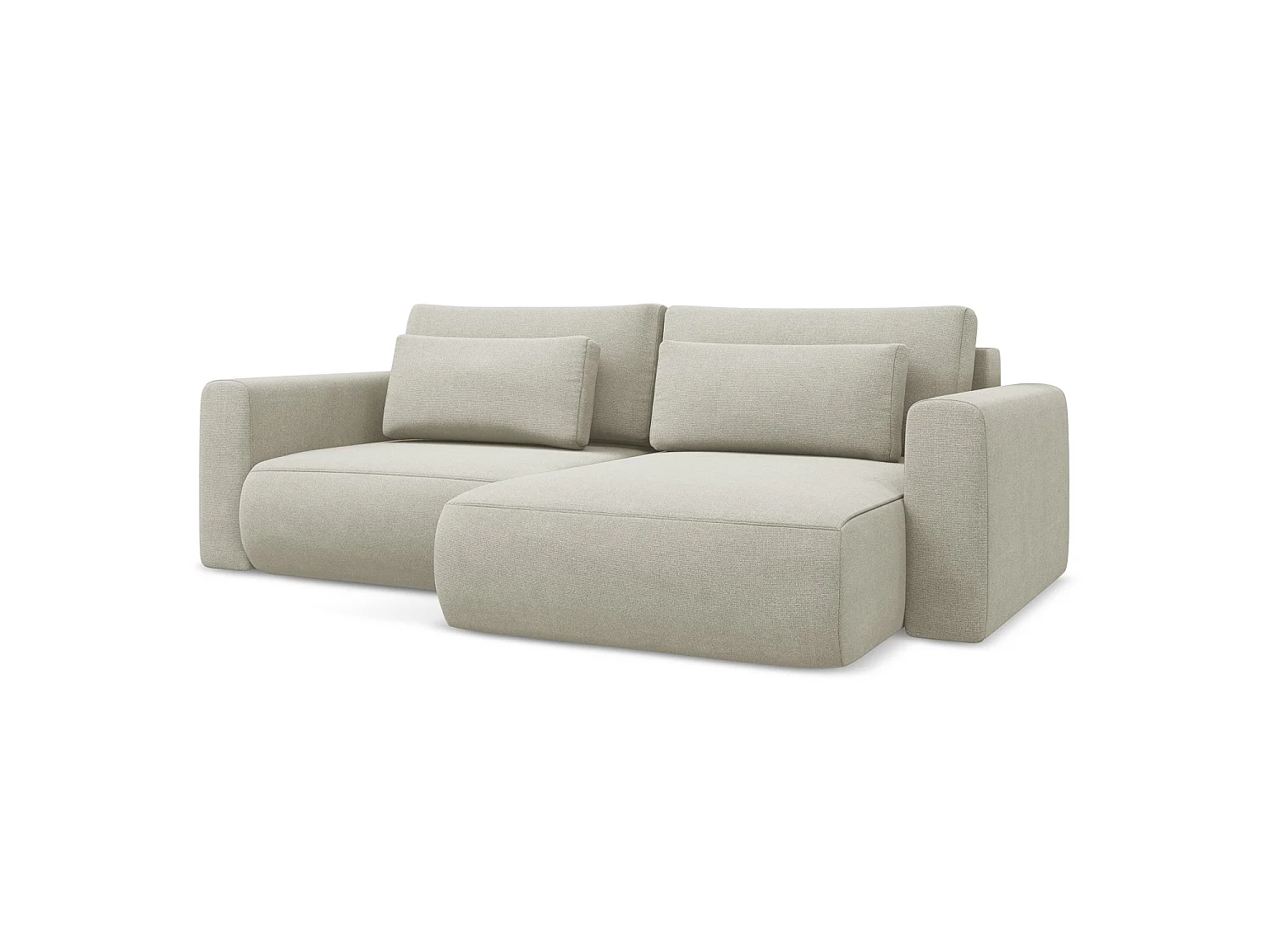 2-Sitzer Ecksofa mit Schlaffunktion - Ecke Rechts - Strukturstoff - Hell beige - PERUGIA