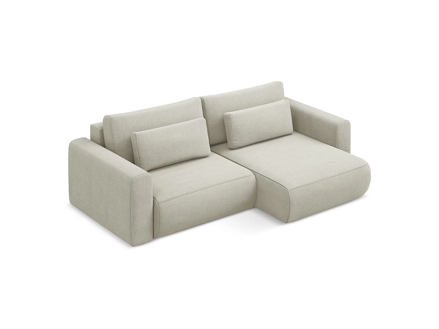 2-Sitzer Ecksofa mit Schlaffunktion - Ecke Rechts - Strukturstoff - Hell beige - PERUGIA