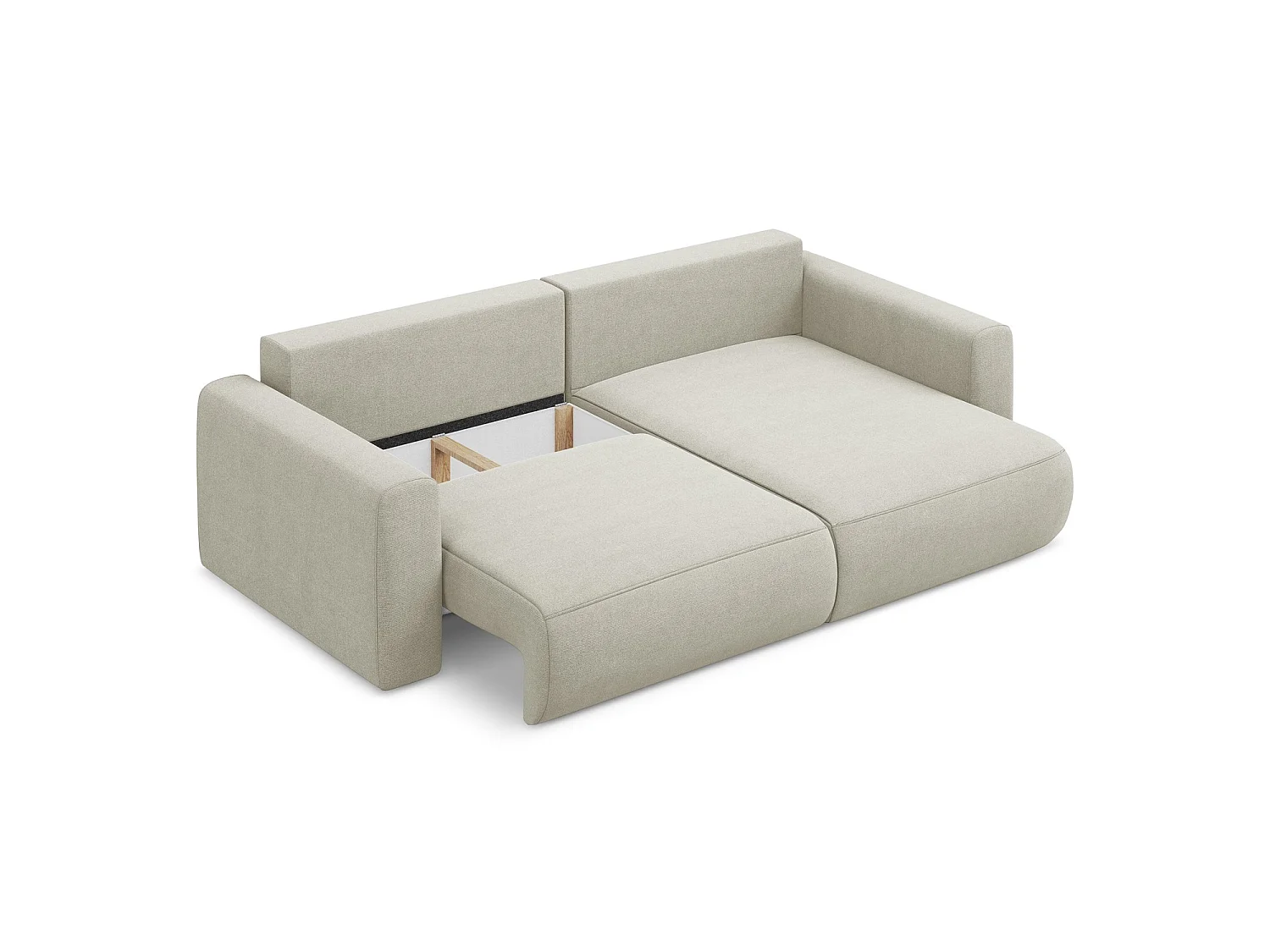 2-Sitzer Ecksofa mit Schlaffunktion - Ecke Rechts - Strukturstoff - Hell beige - PERUGIA