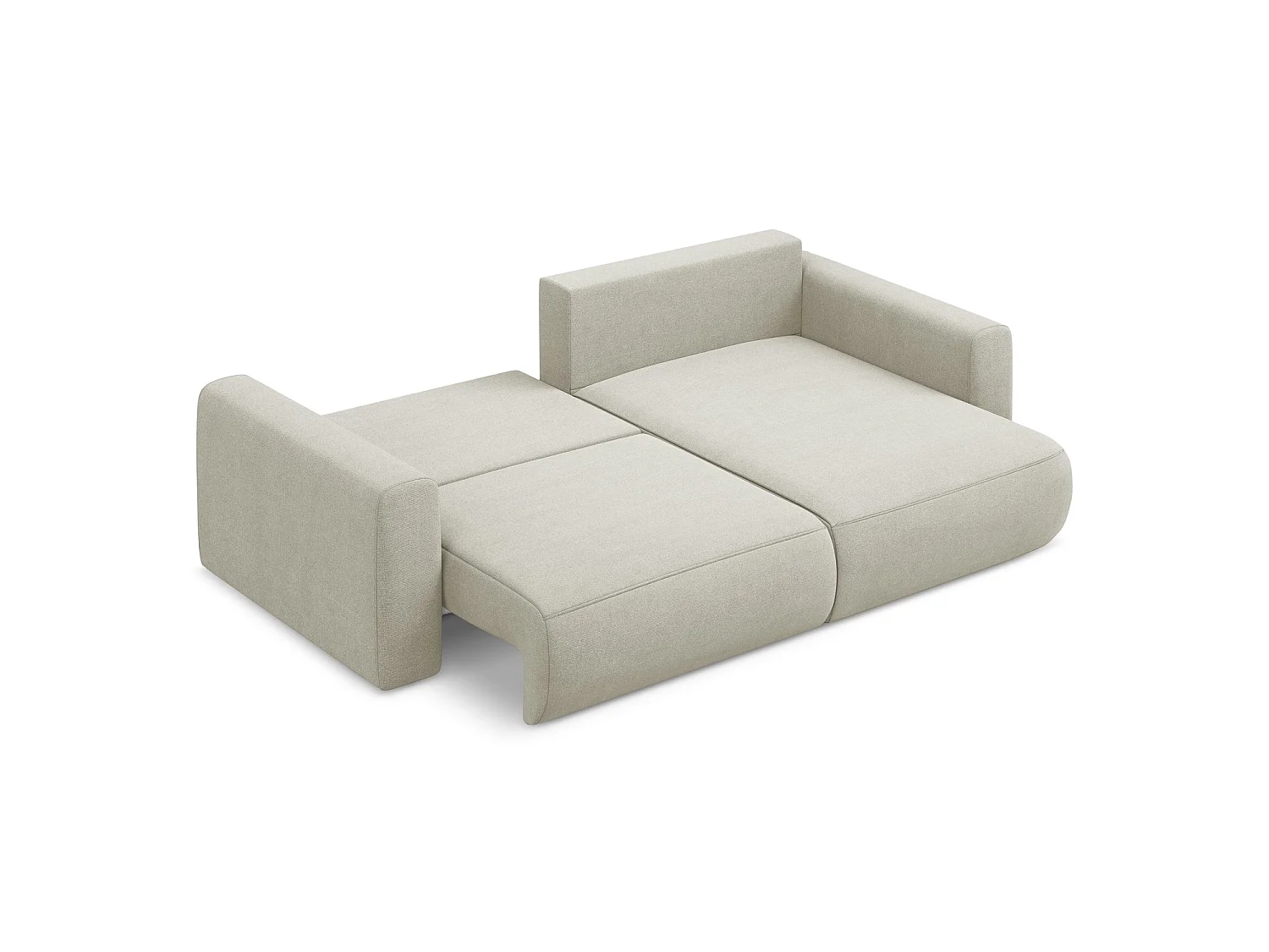 2-Sitzer Ecksofa mit Schlaffunktion - Ecke Rechts - Strukturstoff - Hell beige - PERUGIA