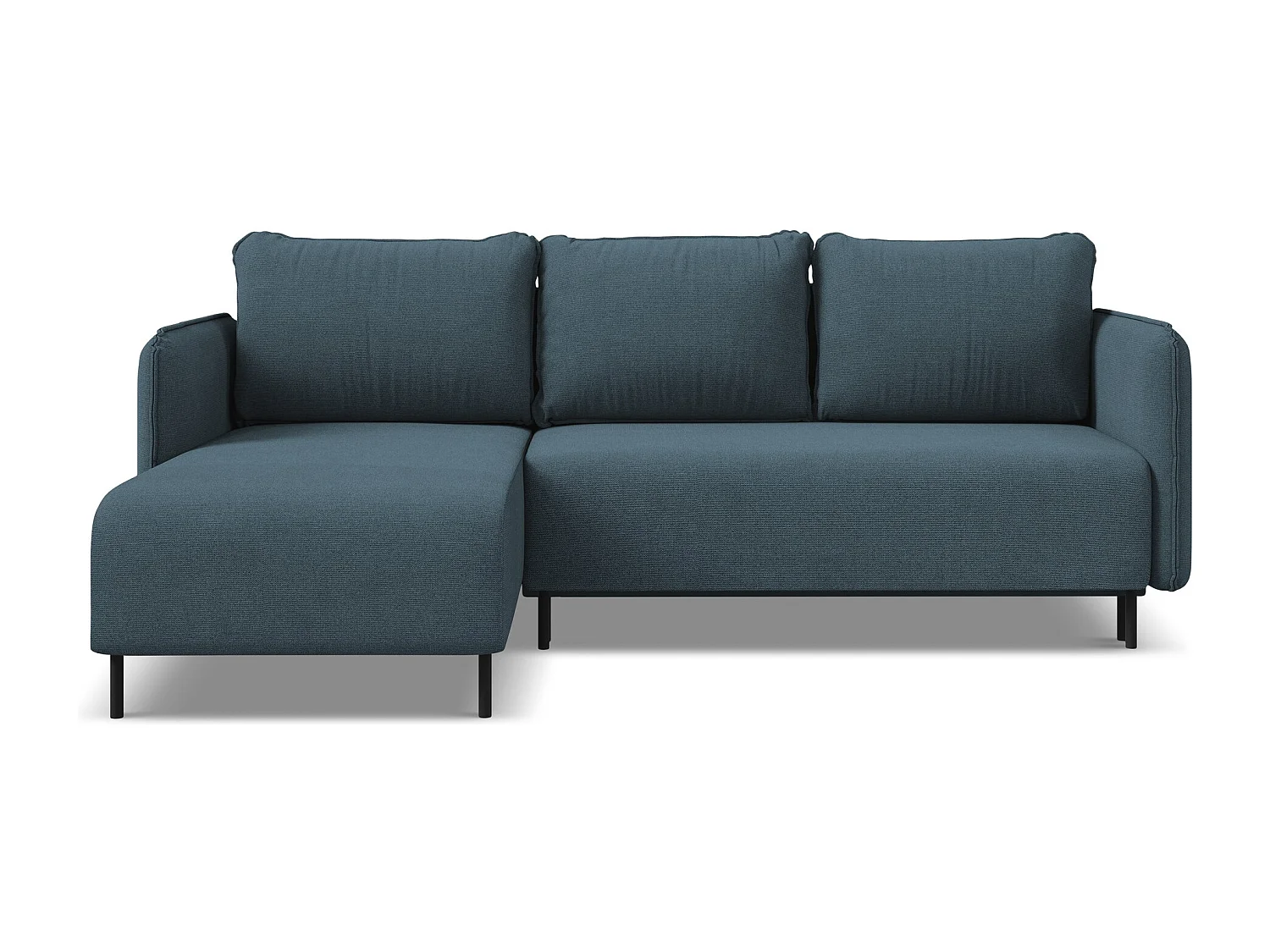 Canapé d'angle gauche convertible en tissu texturé - jeans - LUANA