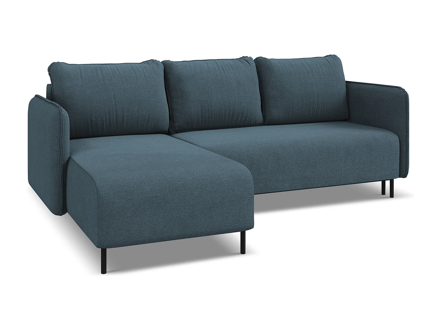 Canapé d'angle gauche convertible en tissu texturé - jeans - LUANA