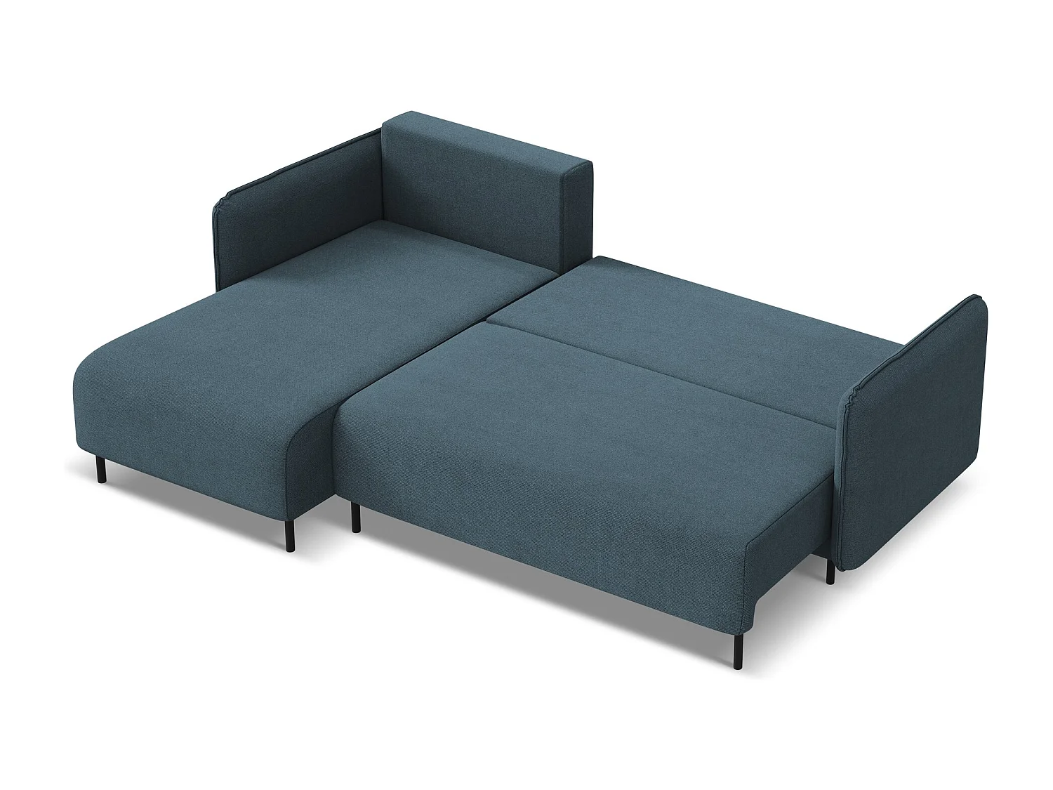 Canapé d'angle gauche convertible en tissu texturé - jeans - LUANA