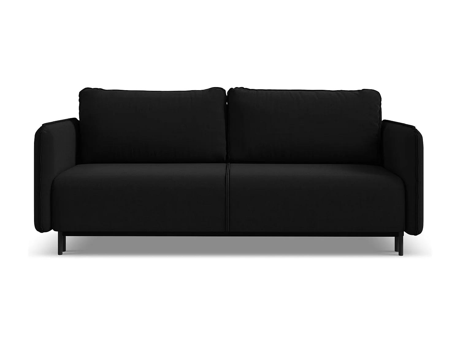 3-Sitzer Sofa mit Schlaffunktion - - Samt - Schwarz - LUANA