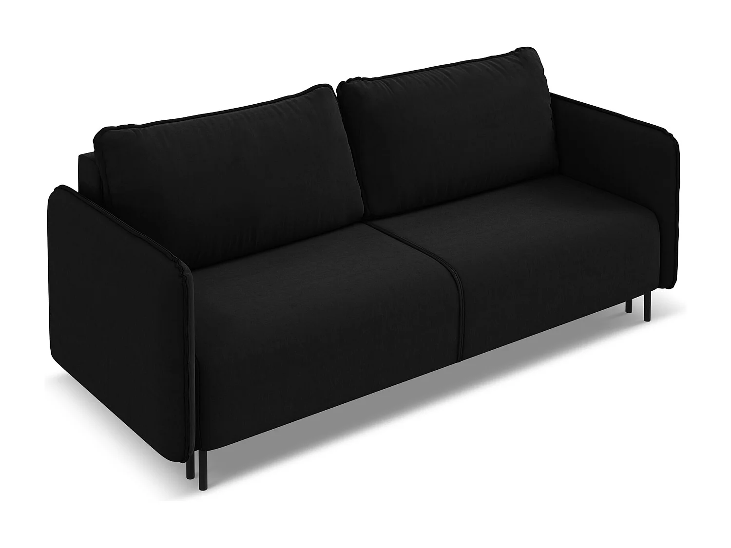 3-Sitzer Sofa mit Schlaffunktion - - Samt - Schwarz - LUANA