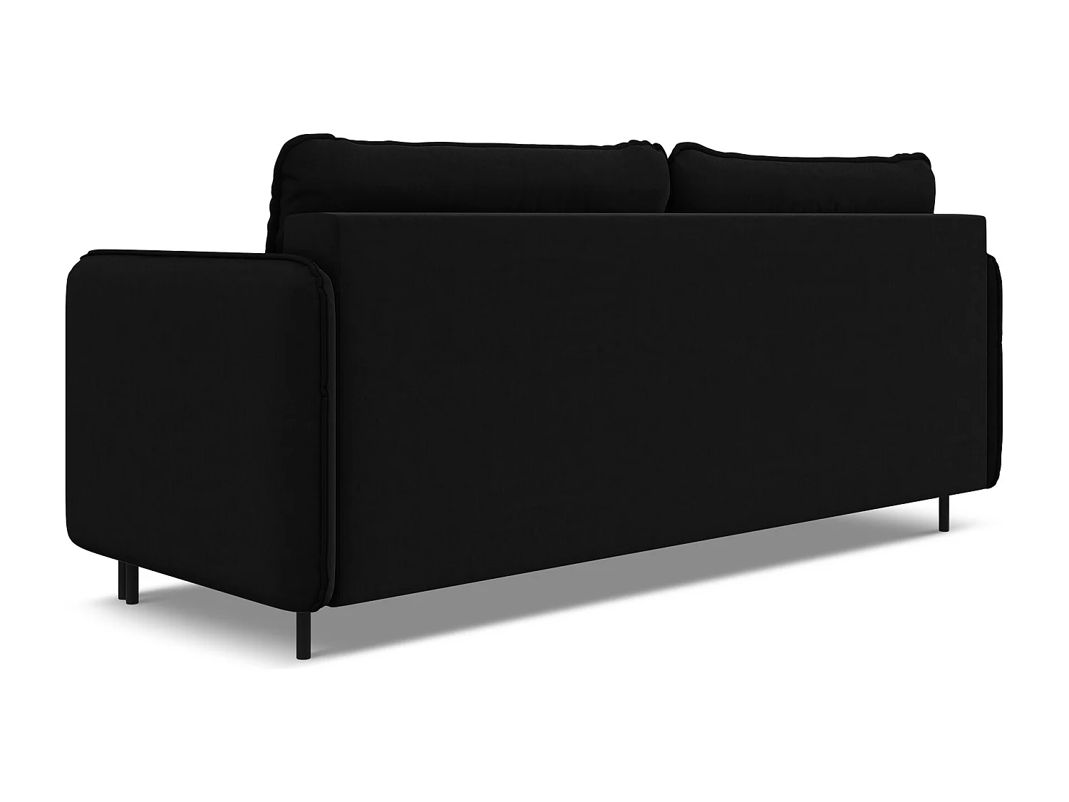 3-Sitzer Sofa mit Schlaffunktion - - Samt - Schwarz - LUANA