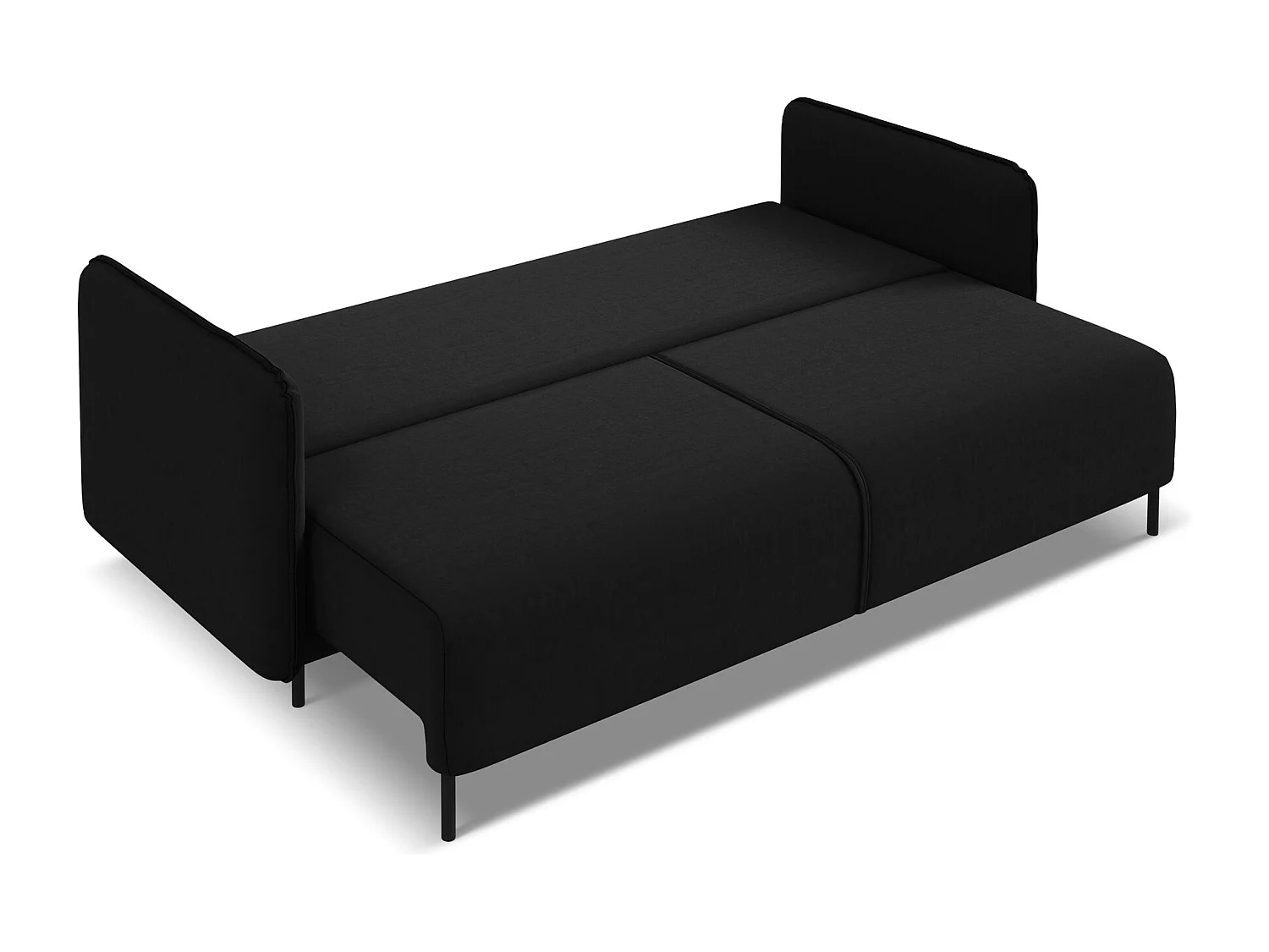 3-Sitzer Sofa mit Schlaffunktion - - Samt - Schwarz - LUANA