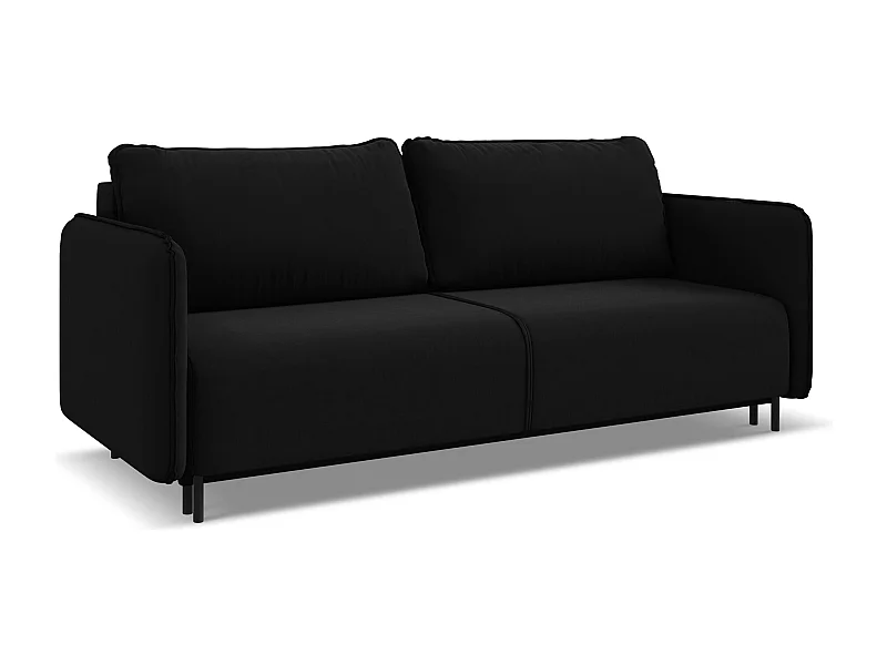3-Sitzer Sofa mit Schlaffunktion - - Samt - Schwarz - LUANA