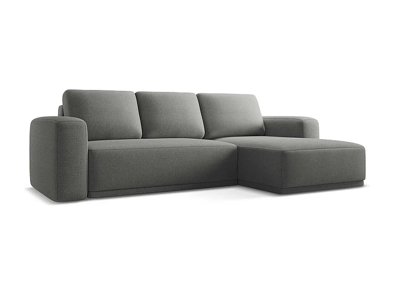 Canapé d'angle droit convertible en tissu chenille - éléphant - KAILA