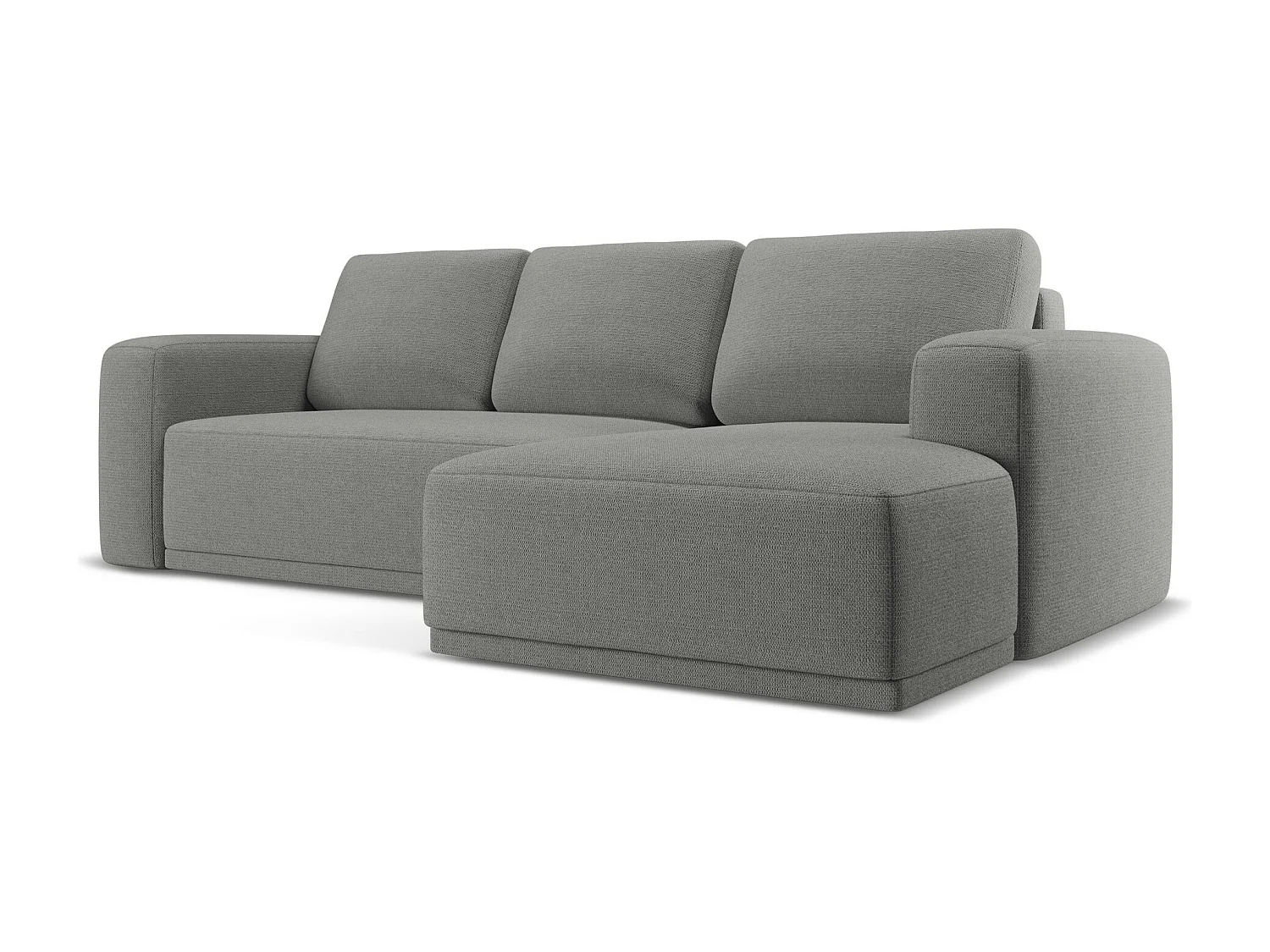 Canapé d'angle droit convertible en tissu chenille - éléphant - KAILA