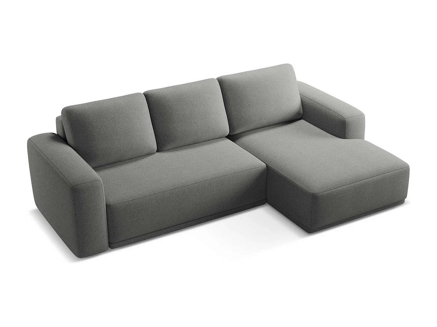 Canapé d'angle droit convertible en tissu chenille - éléphant - KAILA