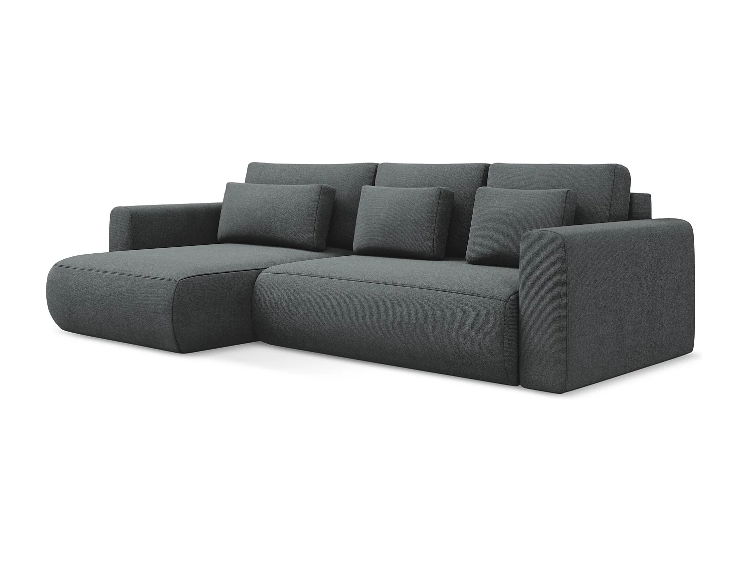 3-Sitzer Ecksofa mit Schlaffunktion - Ecke Links - Strukturstoff - Grau - KAPUA
