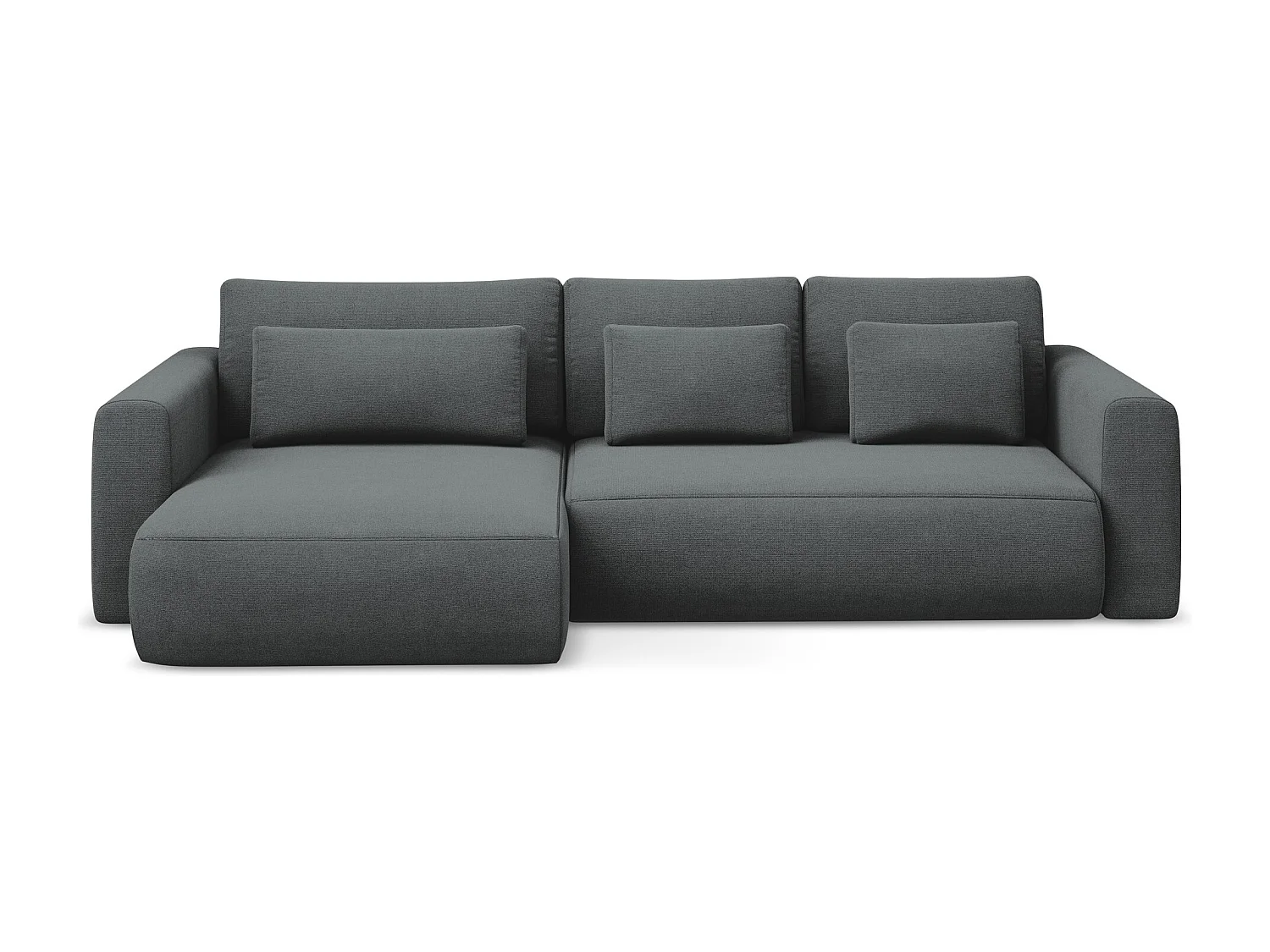 3-Sitzer Ecksofa mit Schlaffunktion - Ecke Links - Strukturstoff - Grau - KAPUA