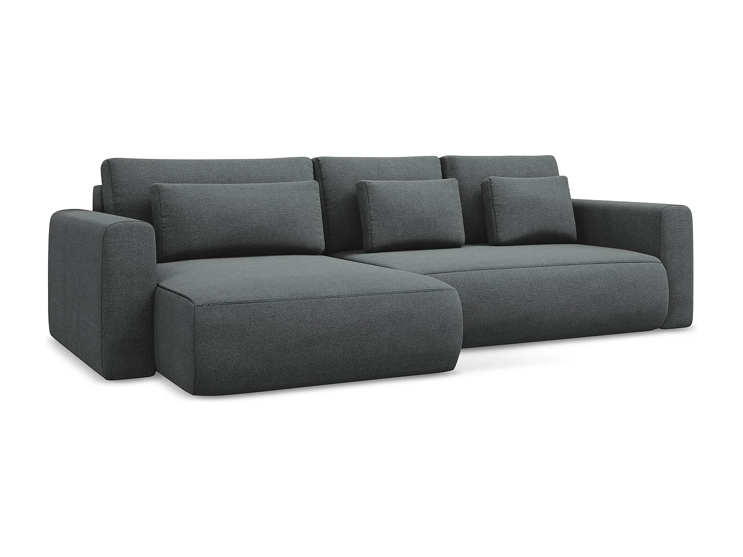 3-Sitzer Ecksofa mit Schlaffunktion - Ecke Links - Strukturstoff - Grau - KAPUA