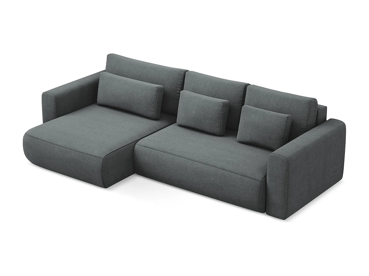 3-Sitzer Ecksofa mit Schlaffunktion - Ecke Links - Strukturstoff - Grau - KAPUA