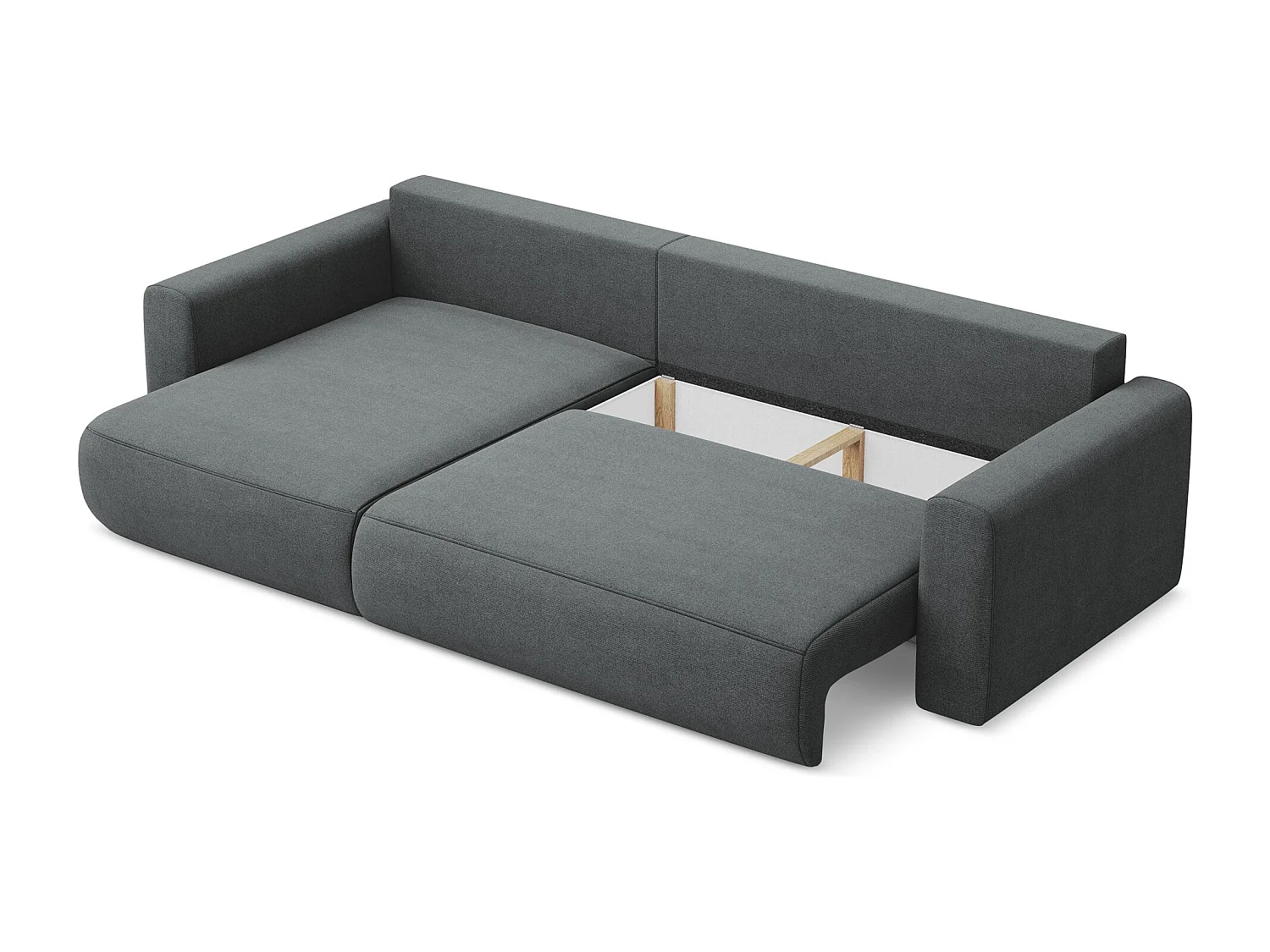 3-Sitzer Ecksofa mit Schlaffunktion - Ecke Links - Strukturstoff - Grau - KAPUA