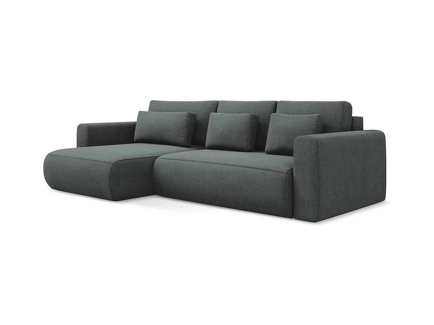 Canapé d’angle 3 places gauche convertible en tissu texturé - gris - KAPUA