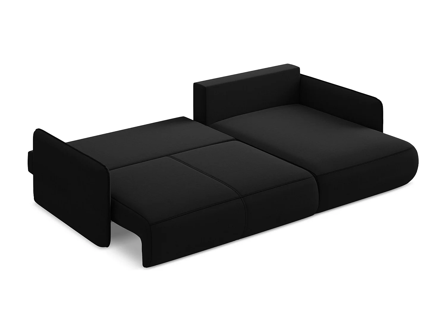 Canapé d’angle 3 places droit convertible en velours - noir - NANEA