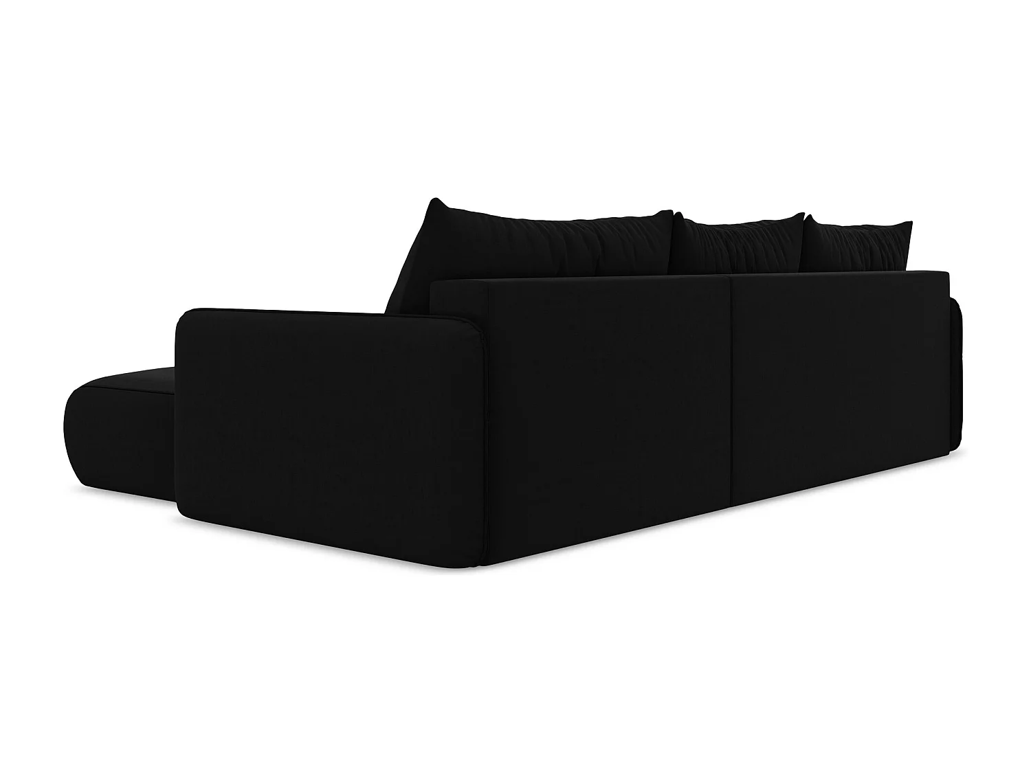 Canapé d’angle 3 places droit convertible en velours - noir - NANEA