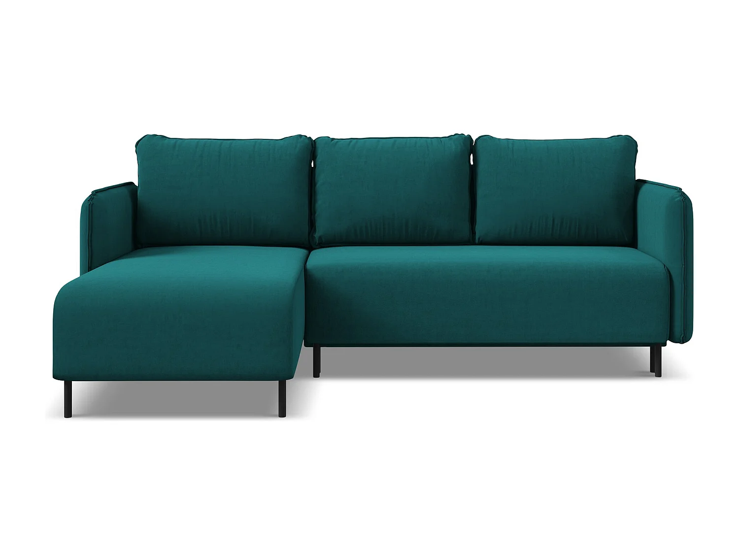 3-Sitzer Ecksofa mit Schlaffunktion - Ecke Links - Samt - Marine - LUANA