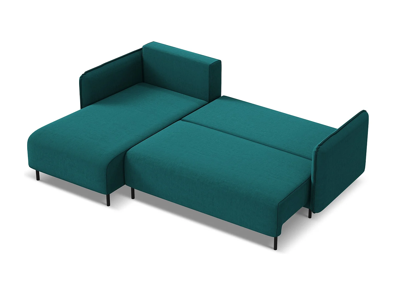 3-Sitzer Ecksofa mit Schlaffunktion - Ecke Links - Samt - Marine - LUANA
