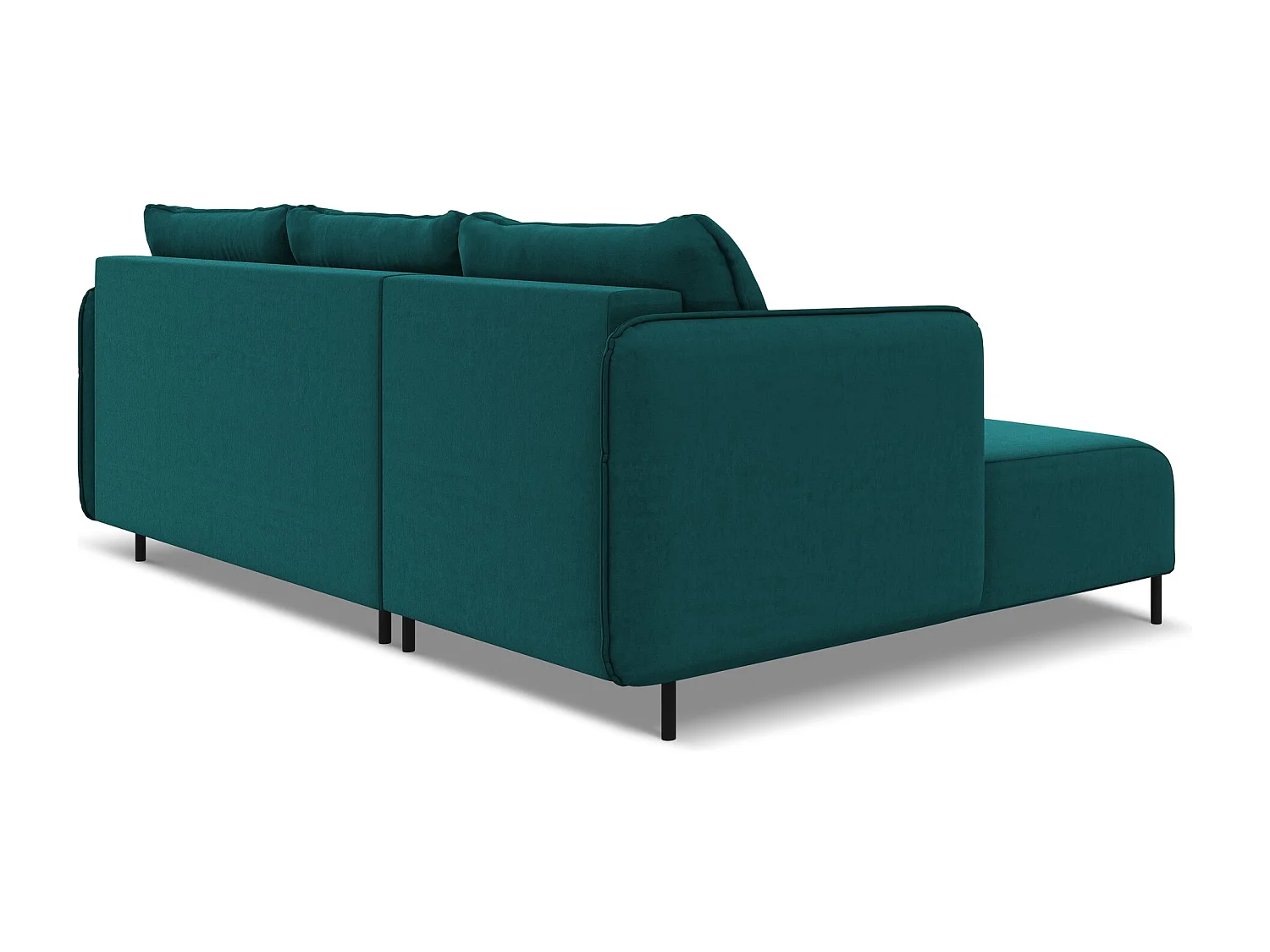3-Sitzer Ecksofa mit Schlaffunktion - Ecke Links - Samt - Marine - LUANA