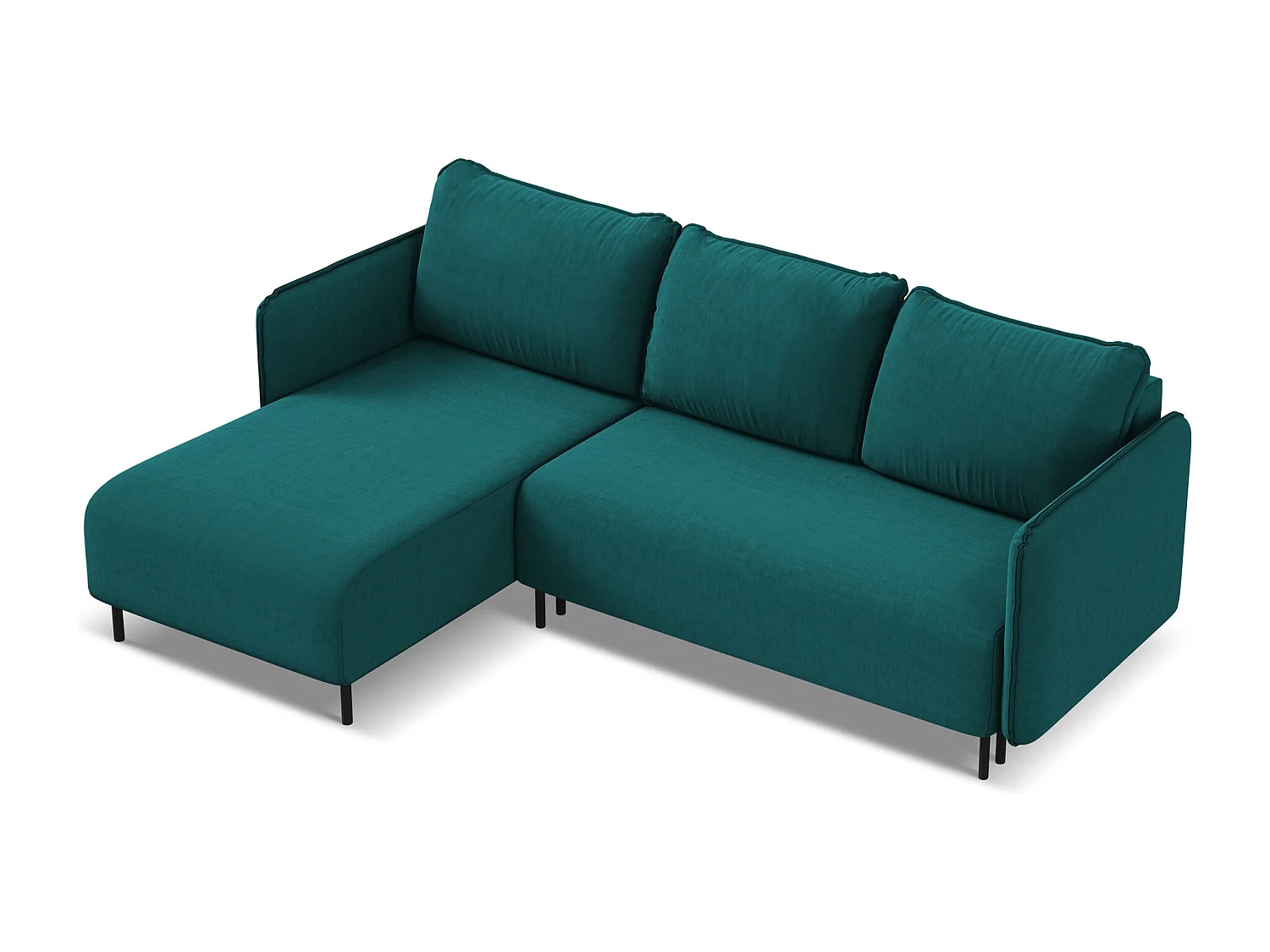 Canapé d'angle gauche convertible en velours - marin - LUANA