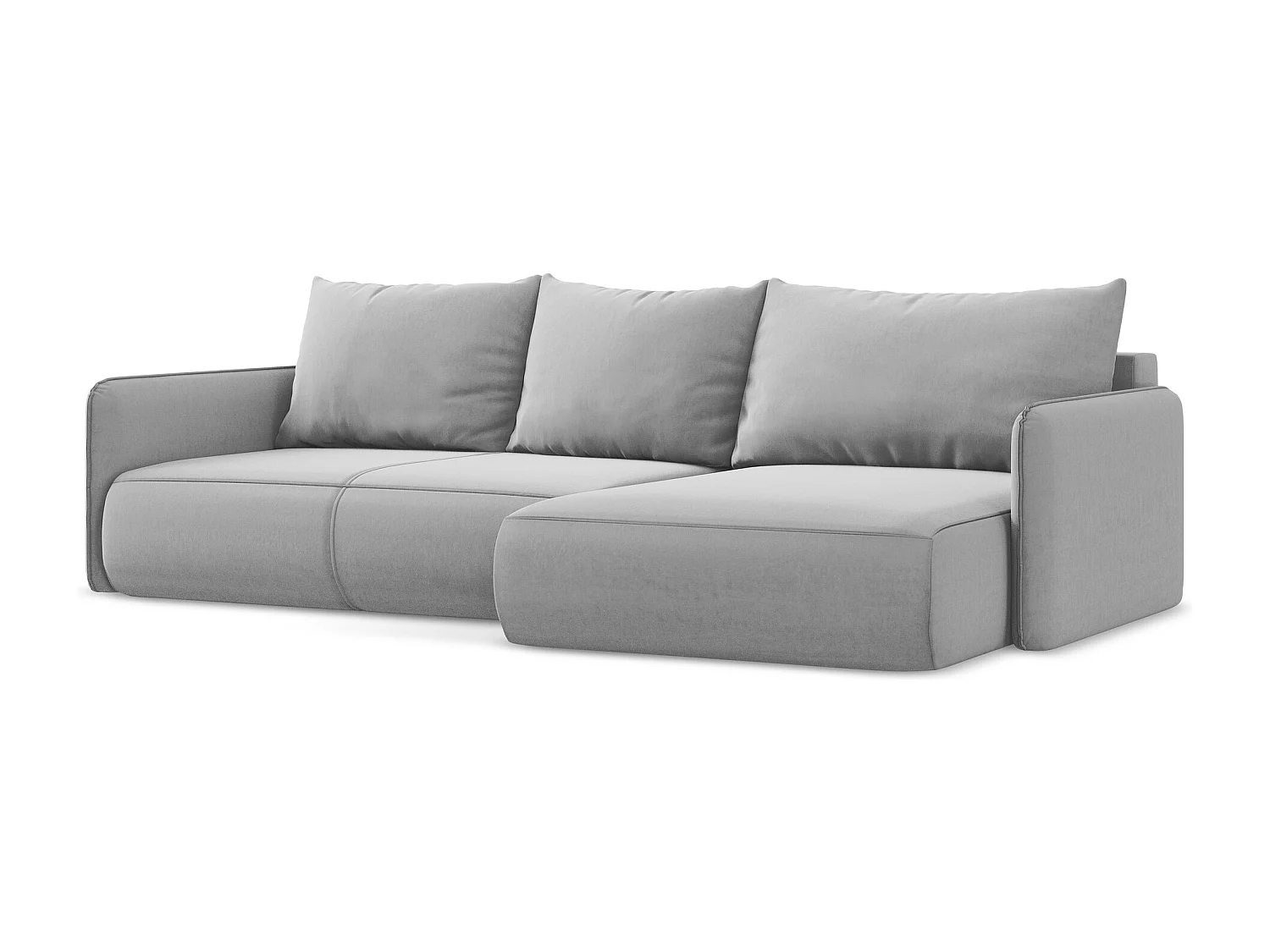 Ecksofa mit Schlaffunktion - Ecke Rechts - Samt - Grau - NANEA