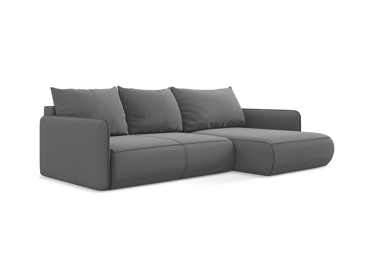 Canapé d’angle 3 places droit convertible en velours - gris - NANEA
