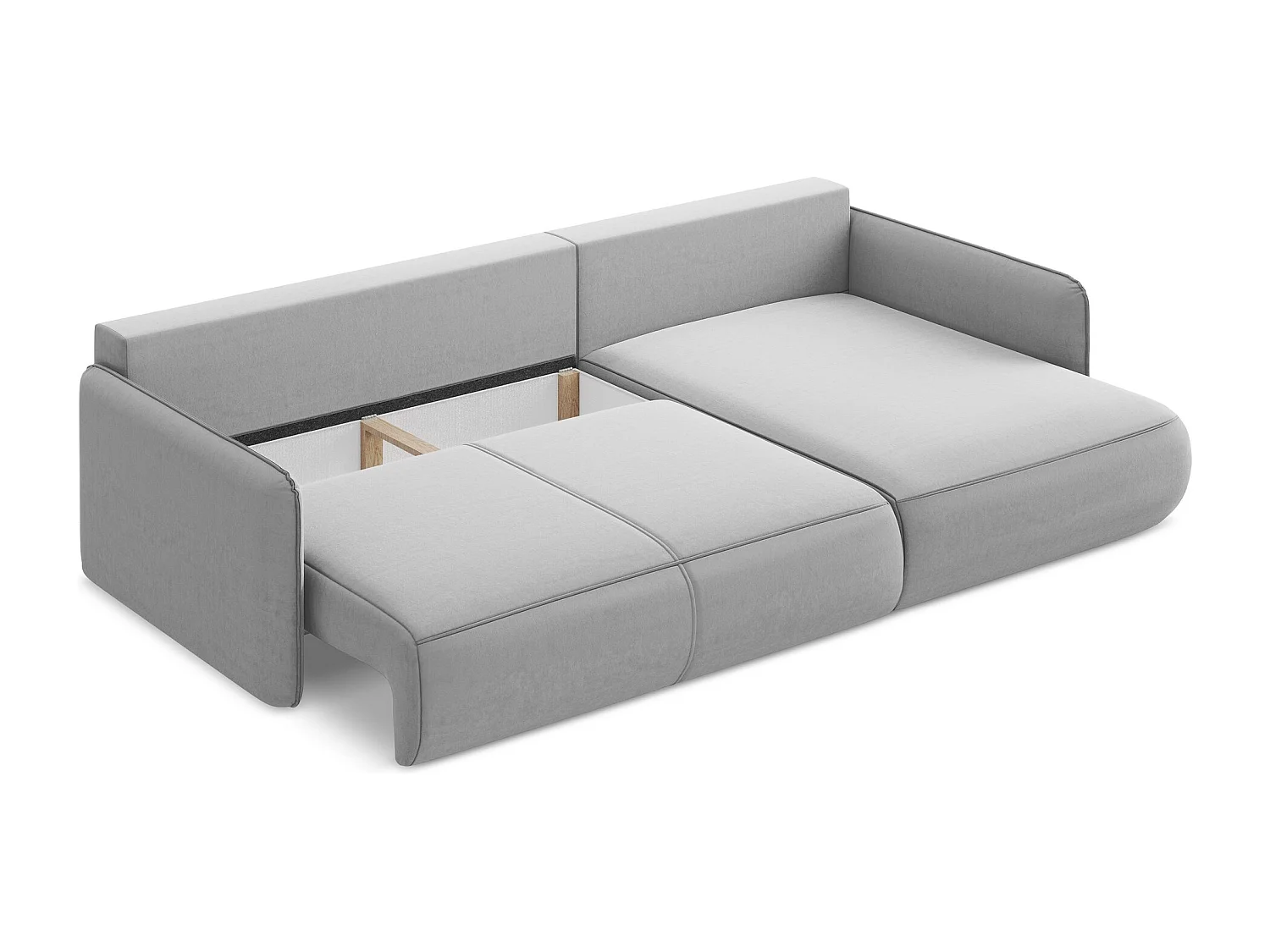 Canapé d’angle 3 places droit convertible en velours - gris - NANEA