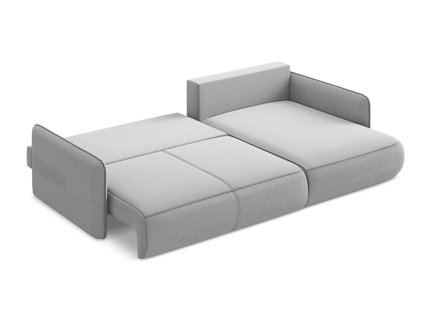 Canapé d’angle 3 places droit convertible en velours - gris - NANEA