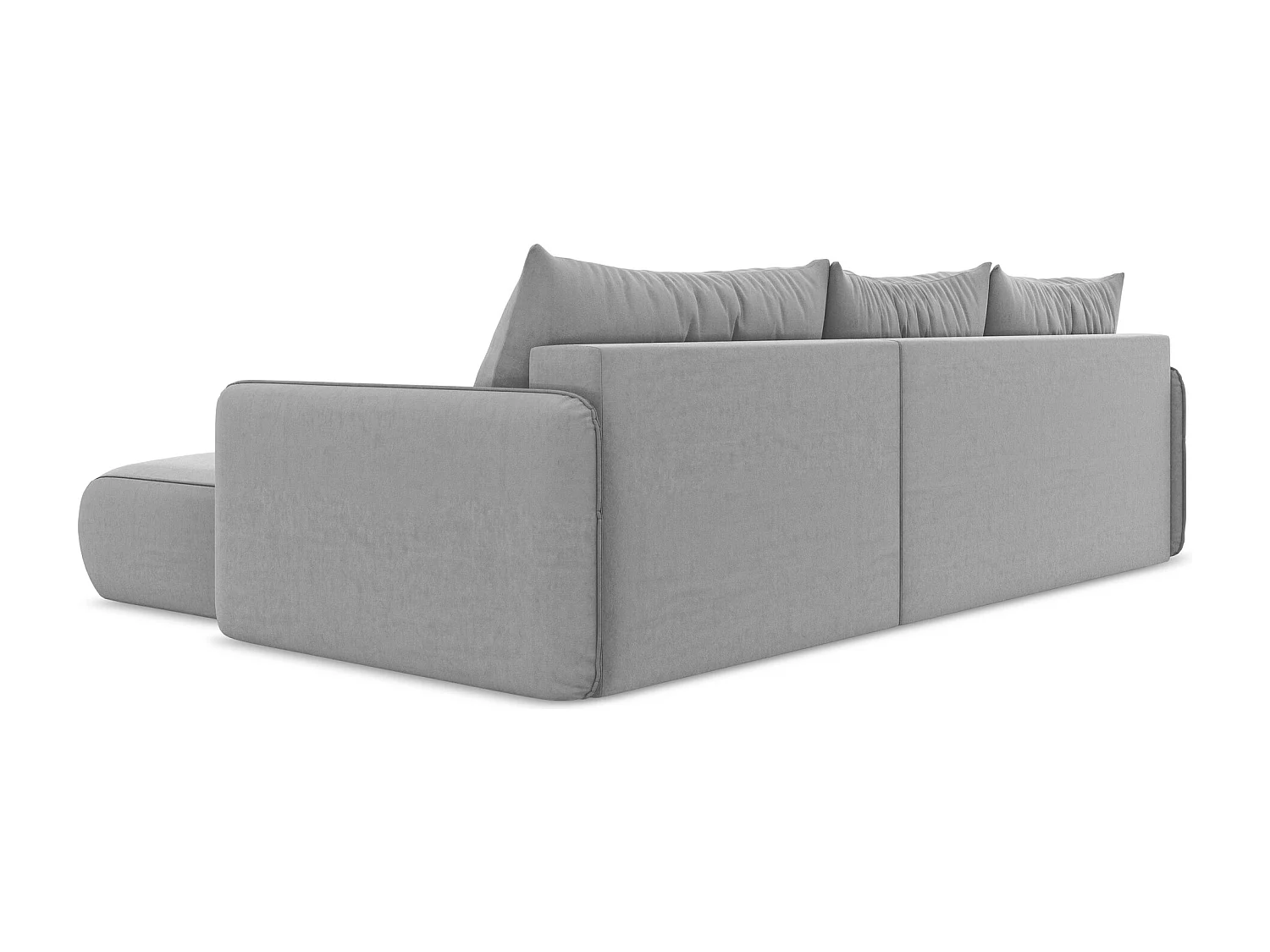Canapé d’angle 3 places droit convertible en velours - gris - NANEA