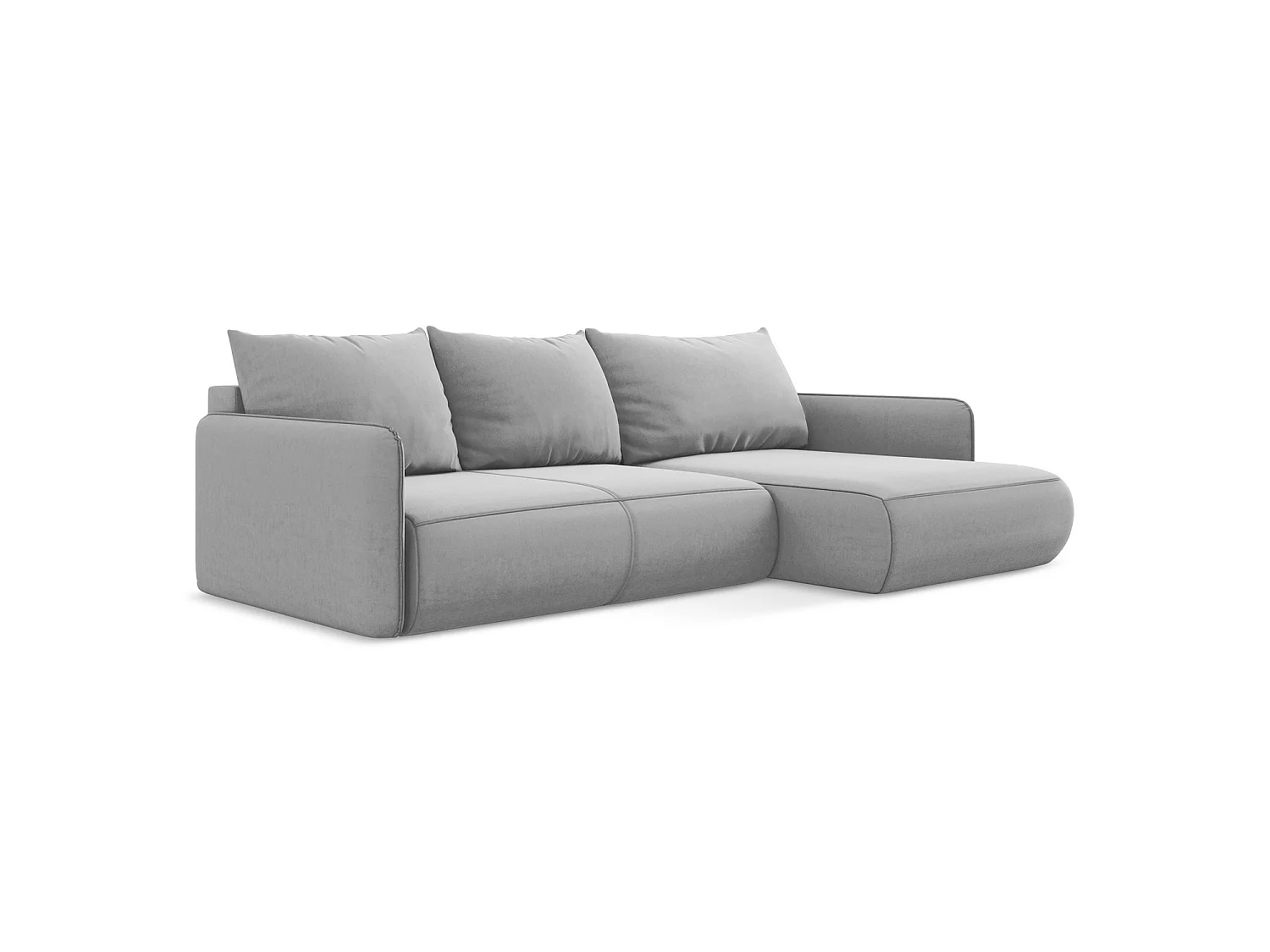 Ecksofa mit Schlaffunktion - Ecke Rechts - Samt - Grau - PALERMO