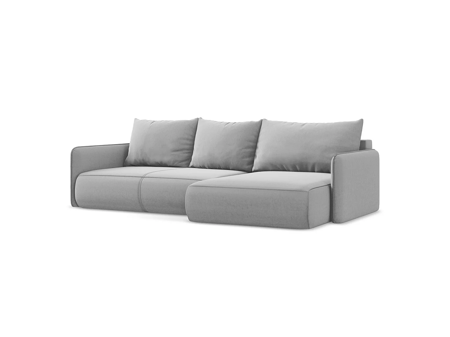 Ecksofa mit Schlaffunktion - Ecke Rechts - Samt - Grau - PALERMO