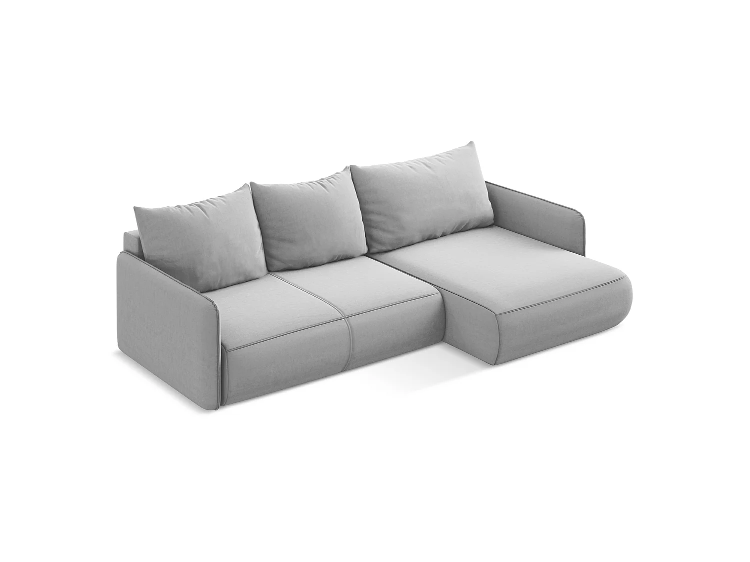 Ecksofa mit Schlaffunktion - Ecke Rechts - Samt - Grau - PALERMO