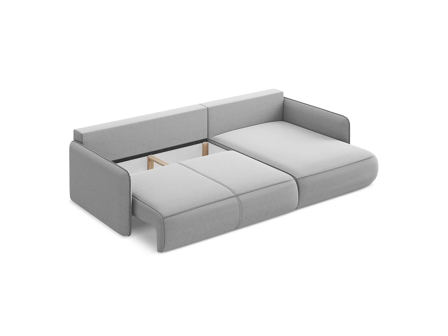 Ecksofa mit Schlaffunktion - Ecke Rechts - Samt - Grau - PALERMO