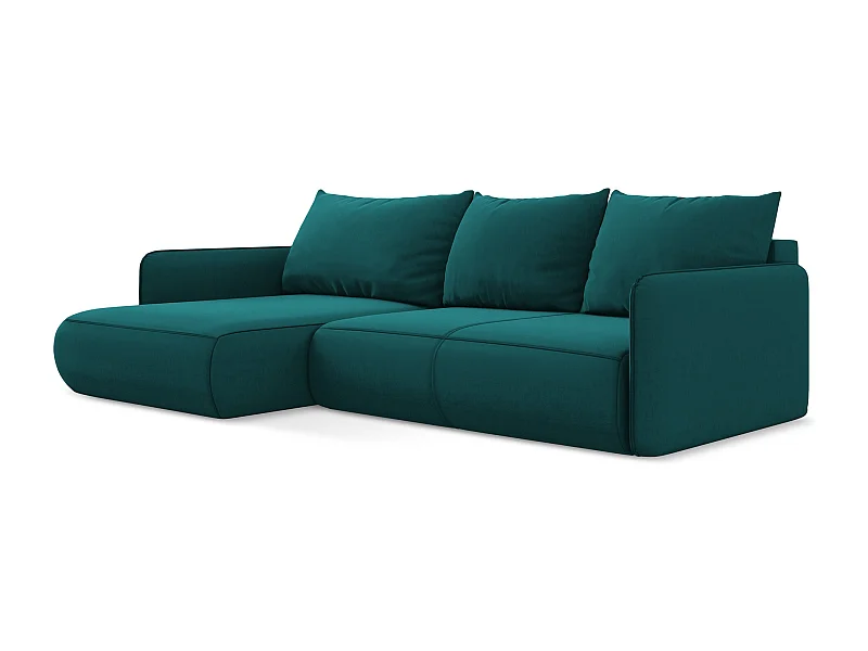 3-Sitzer Ecksofa mit Schlaffunktion - Ecke Links - Samt - Marine - NANEA
