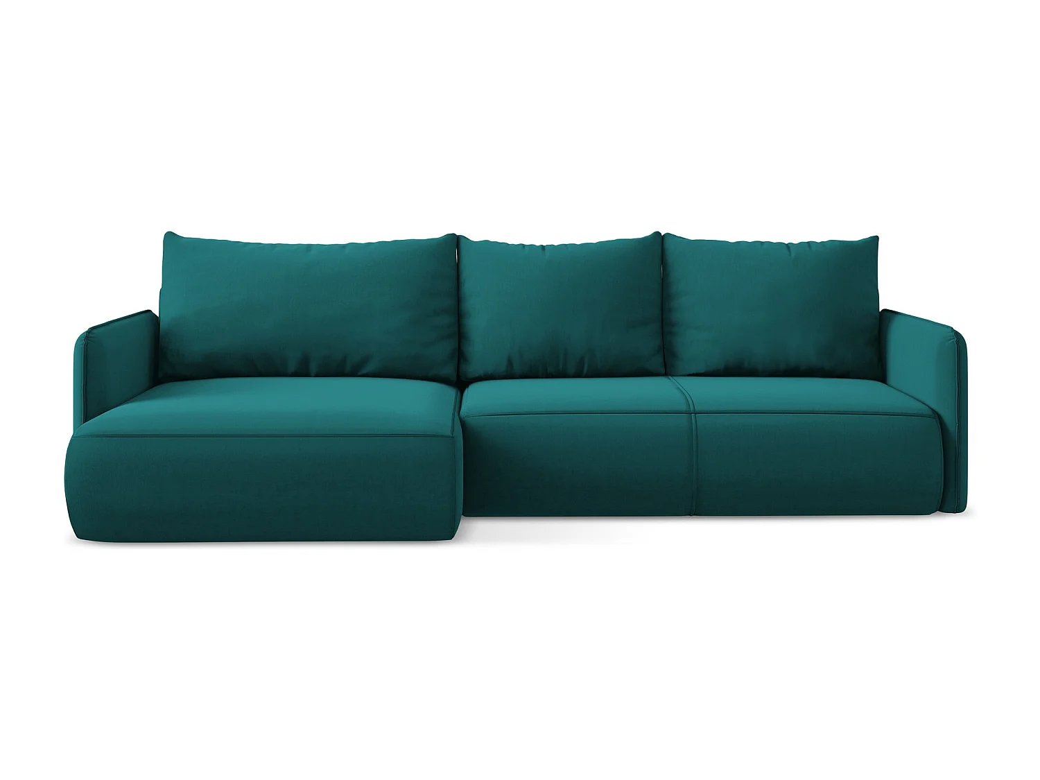 3-Sitzer Ecksofa mit Schlaffunktion - Ecke Links - Samt - Marine - NANEA