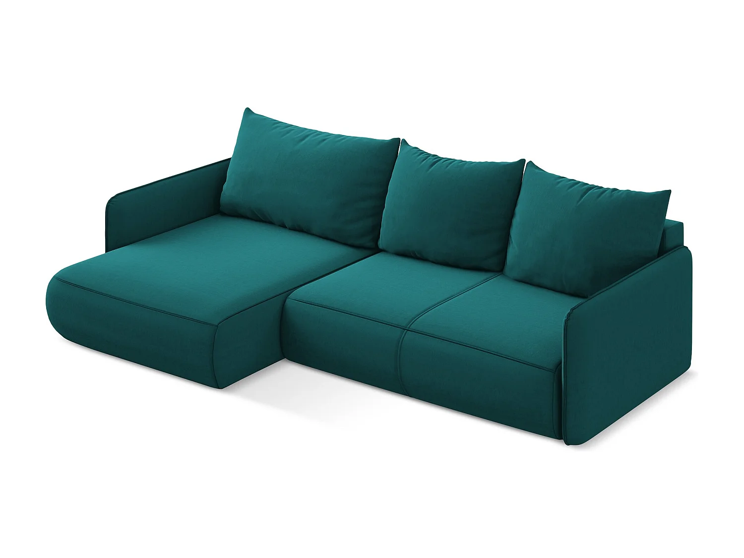 3-Sitzer Ecksofa mit Schlaffunktion - Ecke Links - Samt - Marine - NANEA