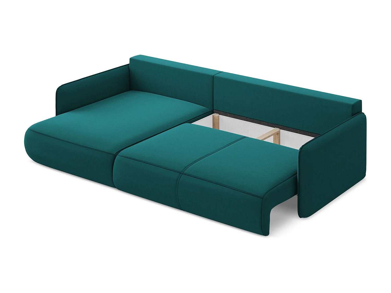 3-Sitzer Ecksofa mit Schlaffunktion - Ecke Links - Samt - Marine - NANEA