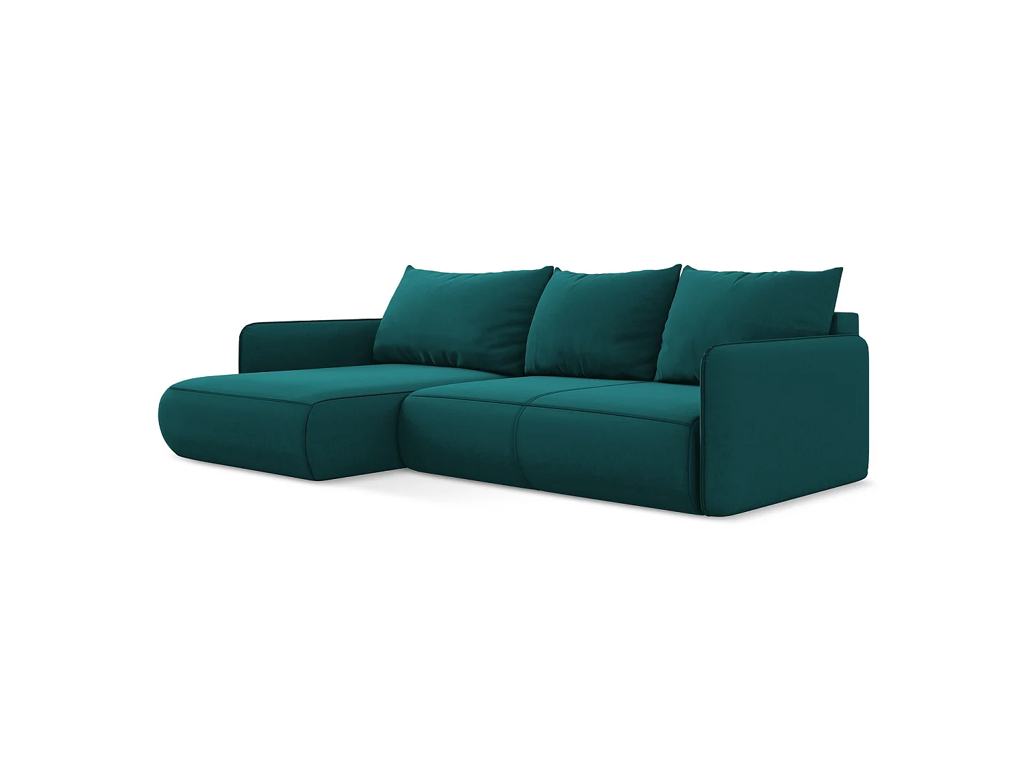 3-Sitzer Ecksofa mit Schlaffunktion - Ecke Links - Samt - Marine - PALERMO