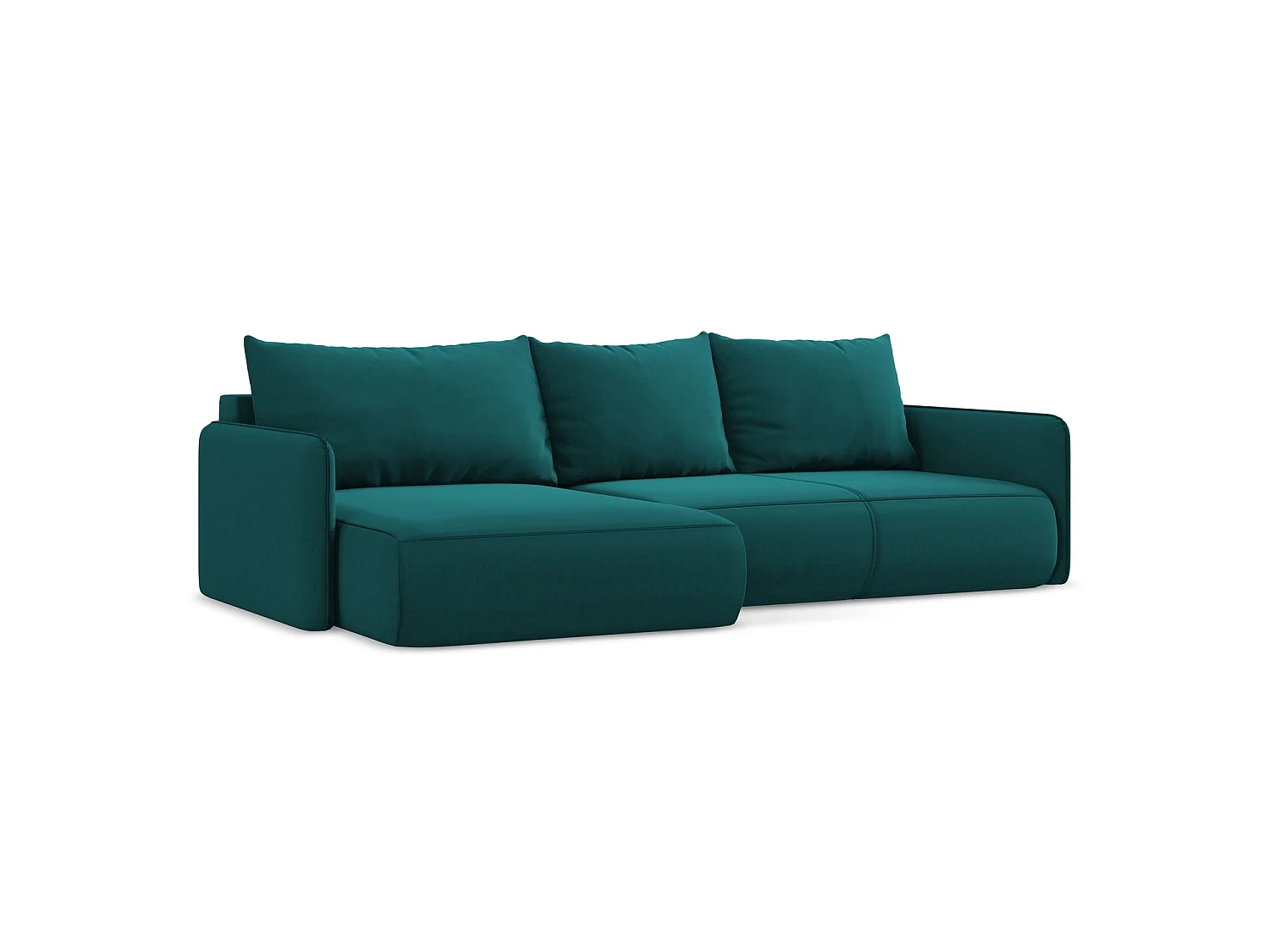 3-Sitzer Ecksofa mit Schlaffunktion - Ecke Links - Samt - Marine - PALERMO