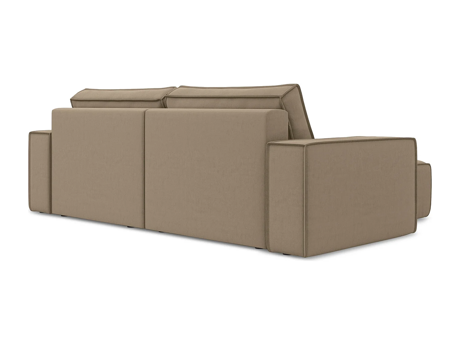 2-Sitzer Ecksofa mit Schlaffunktion - Ecke Links - Samt - Hell beige - KIMO