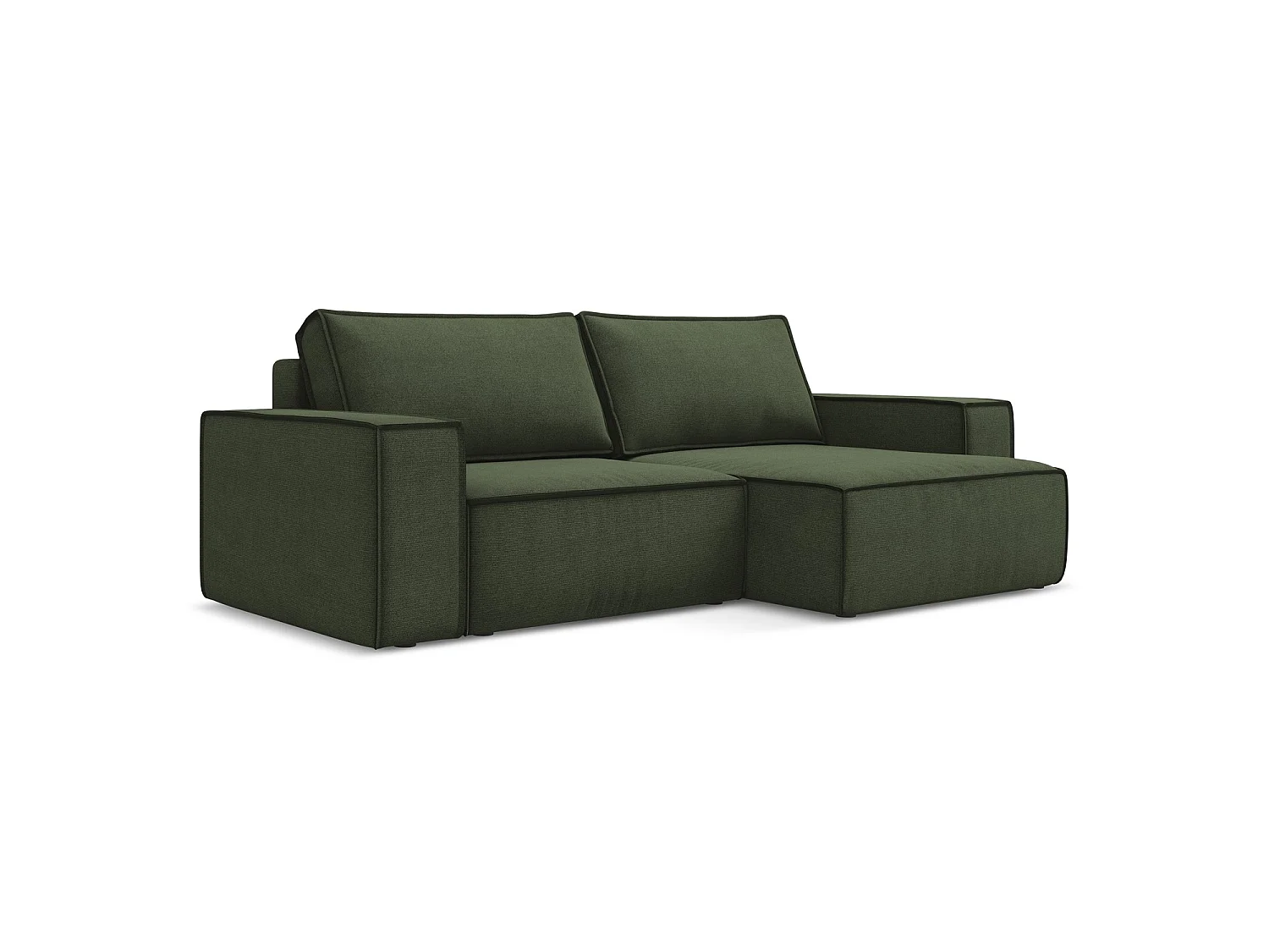 2-Sitzer Ecksofa mit Schlaffunktion - Ecke Rechts - Strukturstoff - Olive - LIVORNO