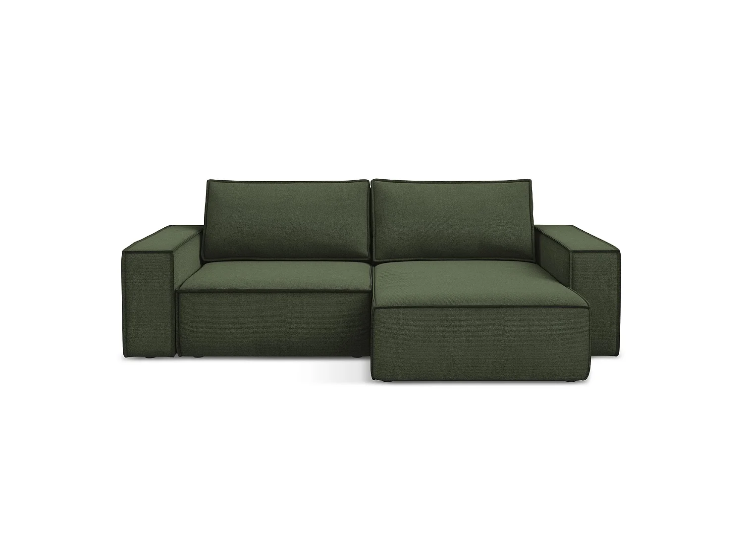 2-Sitzer Ecksofa mit Schlaffunktion - Ecke Rechts - Strukturstoff - Olive - LIVORNO