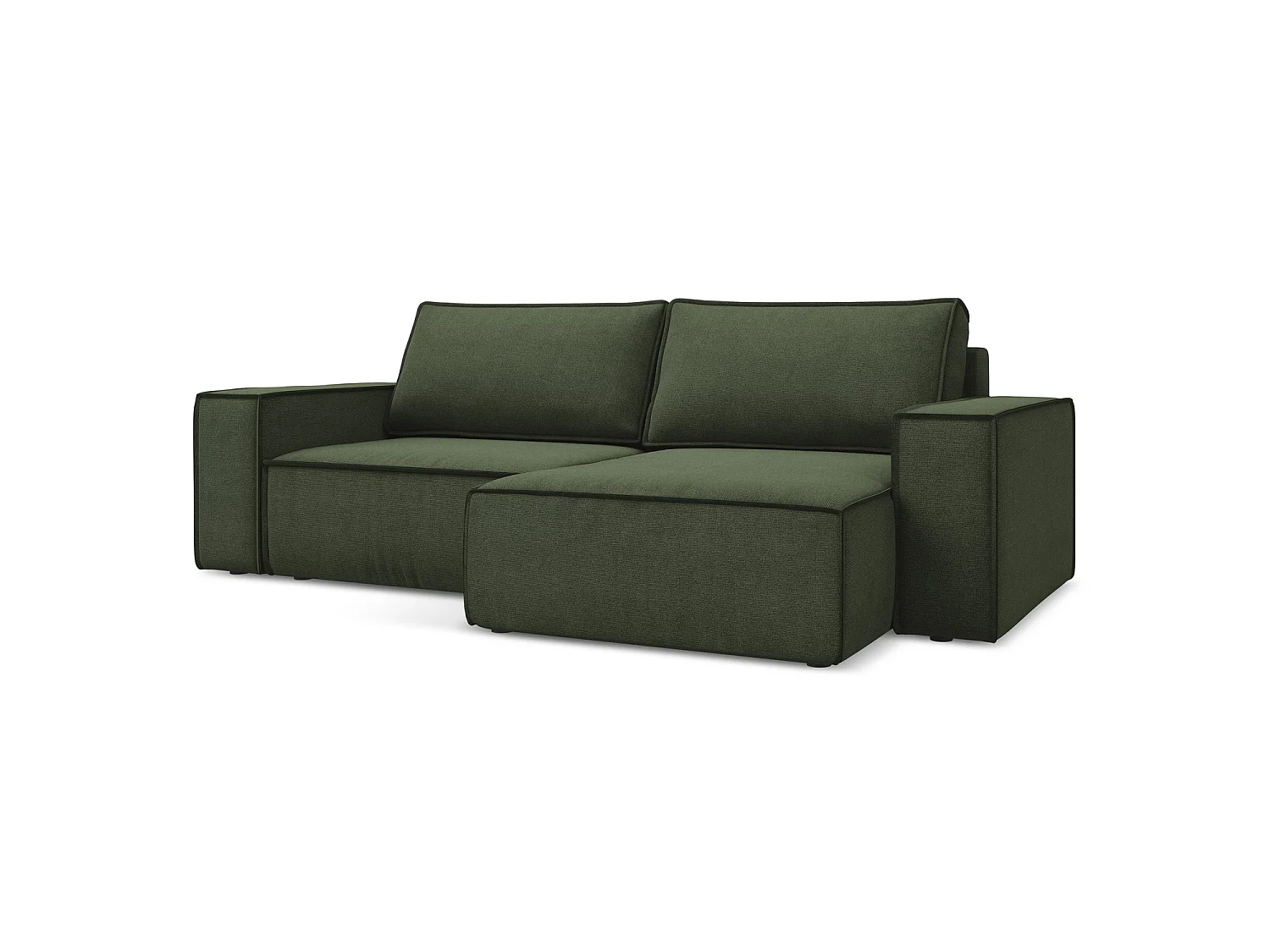 2-Sitzer Ecksofa mit Schlaffunktion - Ecke Rechts - Strukturstoff - Olive - LIVORNO