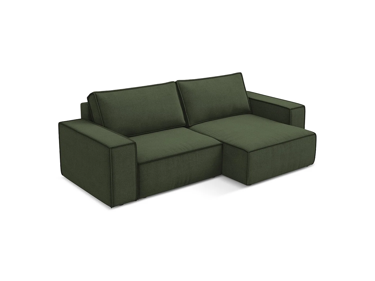 2-Sitzer Ecksofa mit Schlaffunktion - Ecke Rechts - Strukturstoff - Olive - LIVORNO