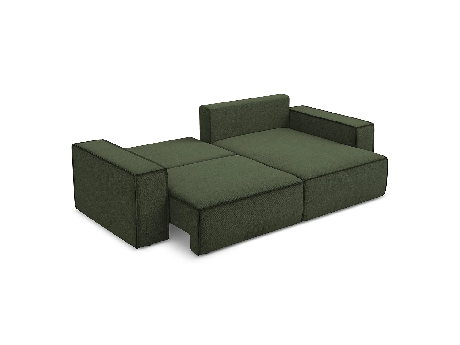 2-Sitzer Ecksofa mit Schlaffunktion - Ecke Rechts - Strukturstoff - Olive - LIVORNO